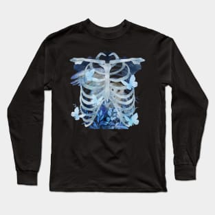 A Captive Audience Blue Watercolor Owl Negative Painting Long Sleeve T-Shirt